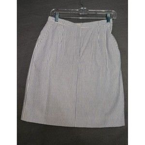 VTG NWT Talbots SZ 8P Blue Classic Lined Seersucker Stripe Pencil Skirt USA‎
